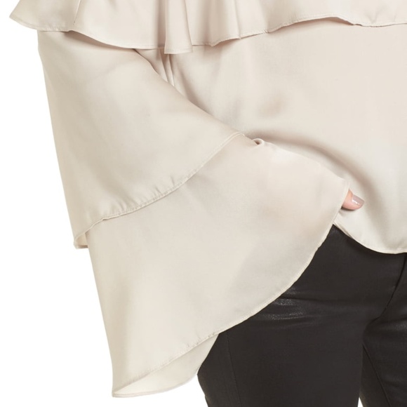 Leith Off the Shoulder Silky Ruffle Top M - Picture 3 of 7